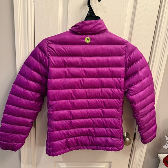 Womens Marmot Jacket 700 Fill Down Puffer Coat Purple Lime GreenFull Zip. Size M - Picture 5 of 8